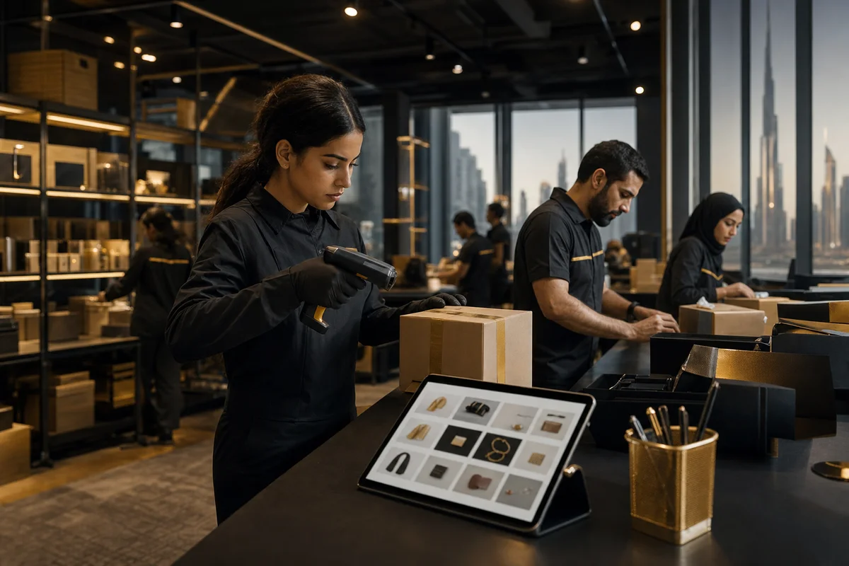 AI-generated UAE marketplace team managing noon catalogue content, inventory and product fulfilment