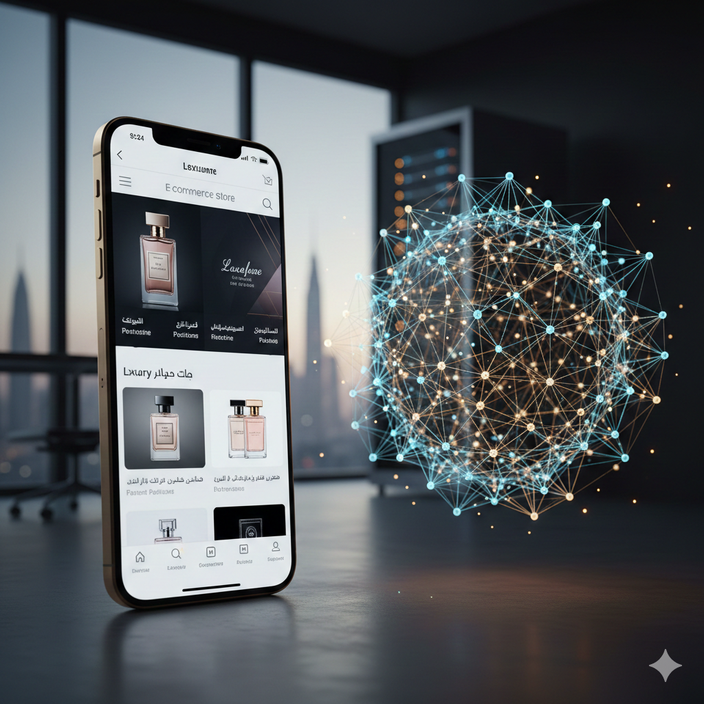 Shopify expert Dubai Vista by Lara AI growth strategy for luxury brands showcasing bilingual interface.